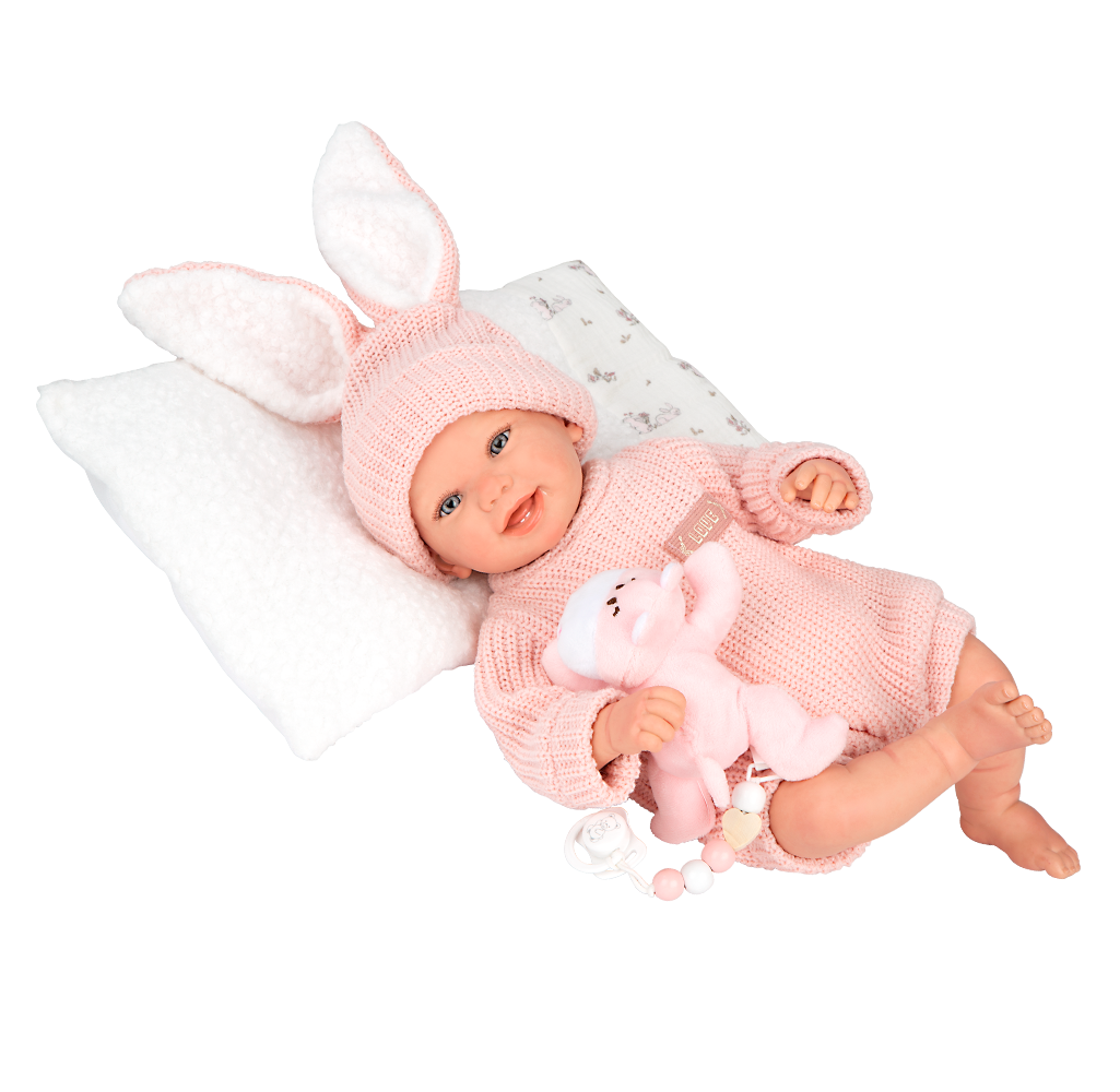 Muñeca Bebe Reborn - Lucia con Cojín y Peluche - Arias 98196