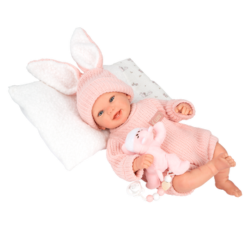 Muñeca Bebe Reborn - Lucia con Cojín y Peluche - Arias 98196