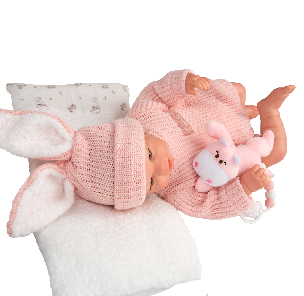 Muñeca Bebe Reborn - Lucia con Cojín y Peluche - Arias 98196