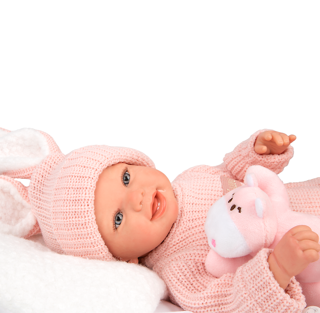 Muñeca Bebe Reborn - Lucia con Cojín y Peluche - Arias 98196