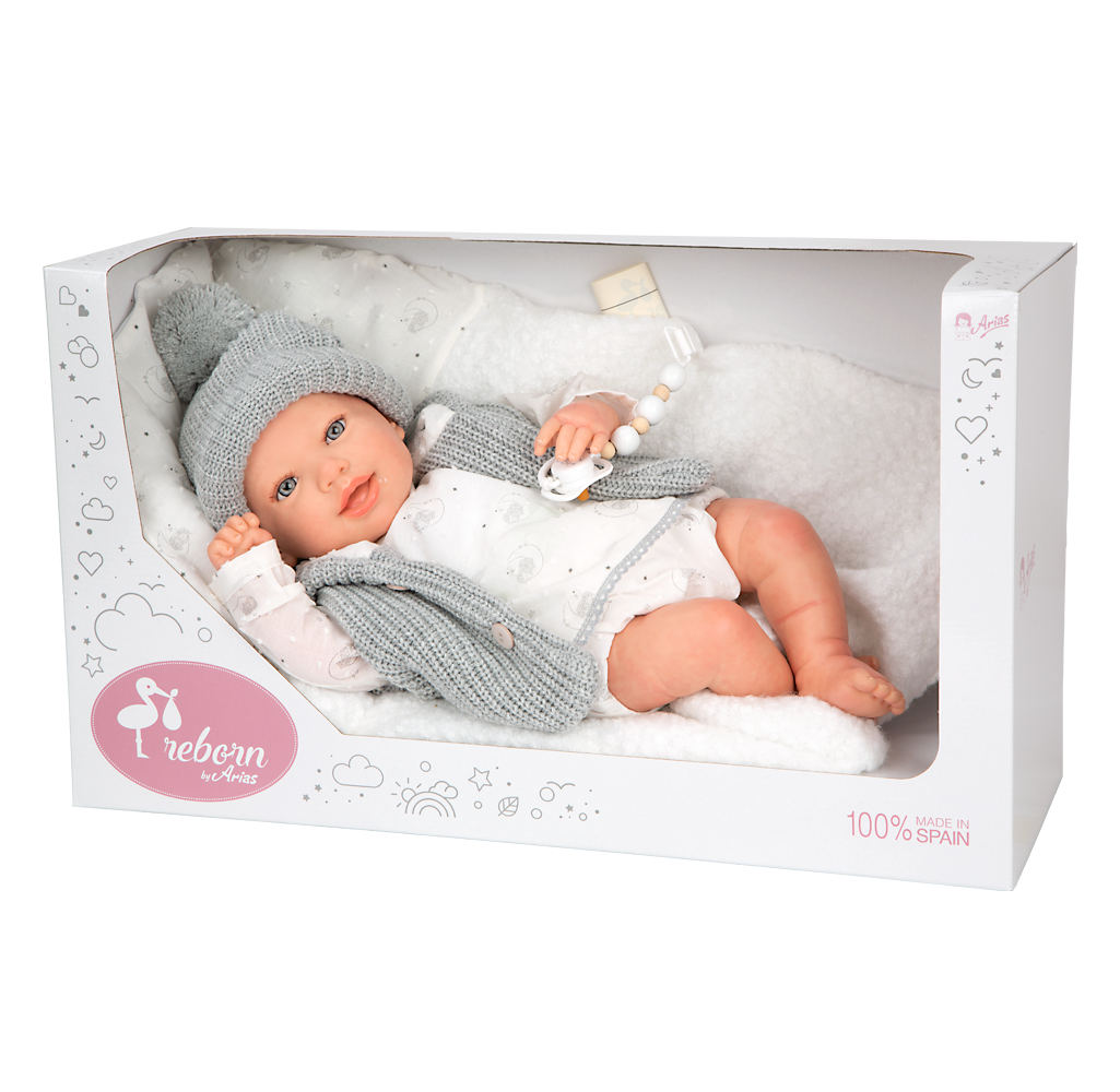 Muñeca Bebe Reborn 45 cm - Daniela con cojín - Arias 98195