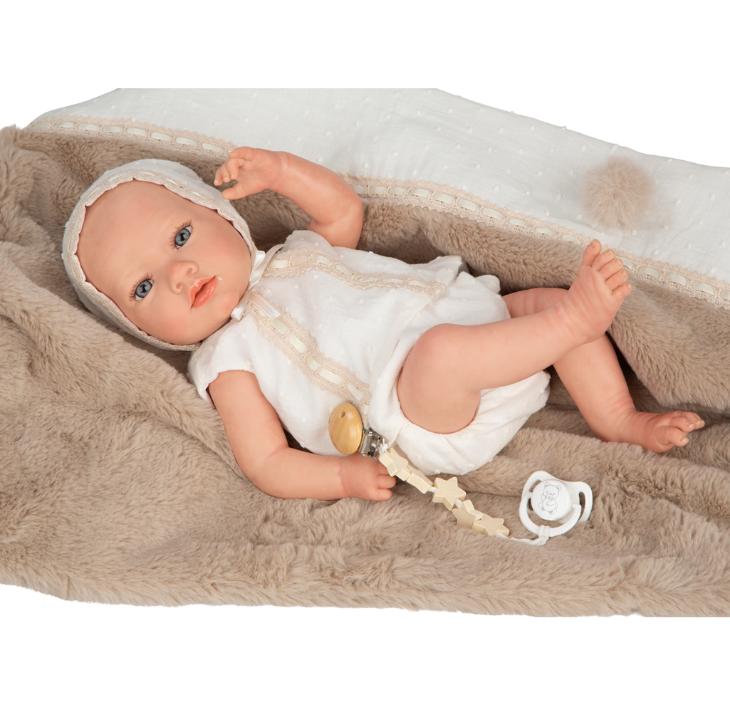 Muñeca Bebe Reborn 38 cm - Jade con Manta marrón - Arias 98192