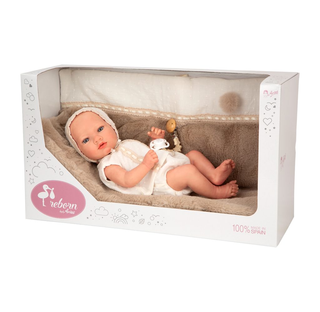 Muñeca Bebe Reborn 38 cm - Jade con Manta marrón - Arias 98192