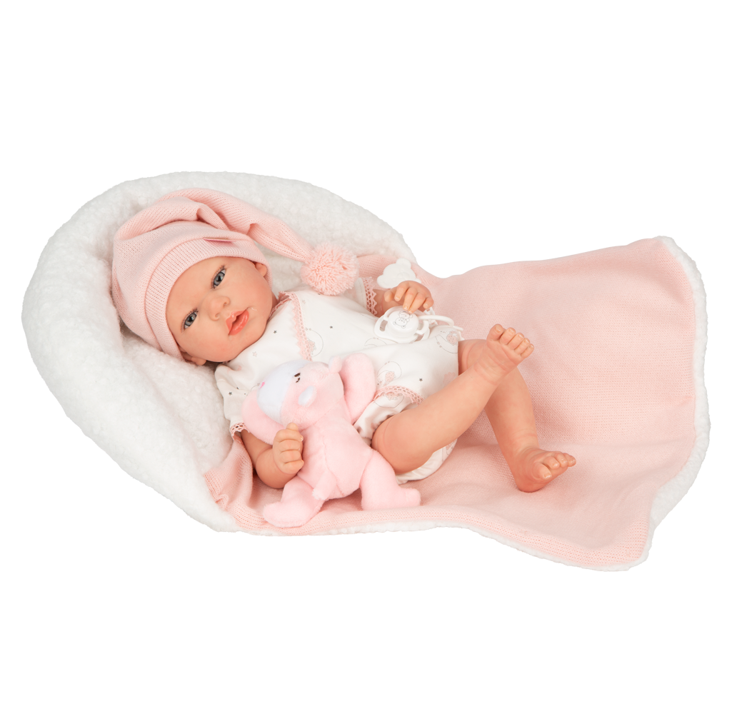 Muñeca Bebe Reborn 40 cm - Ariel con cojín y peluche - Arias 98191