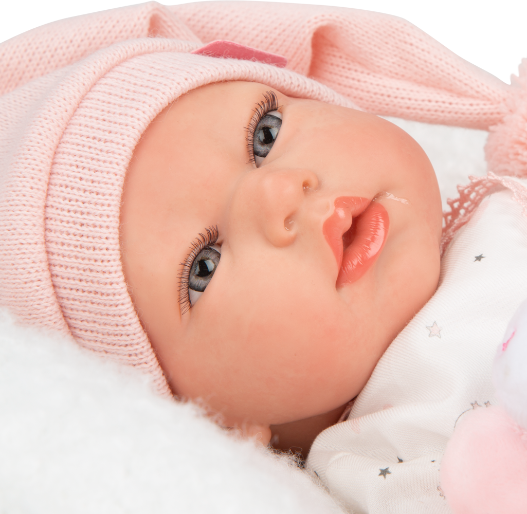 Muñeca Bebe Reborn 40 cm - Ariel con cojín y peluche - Arias 98191