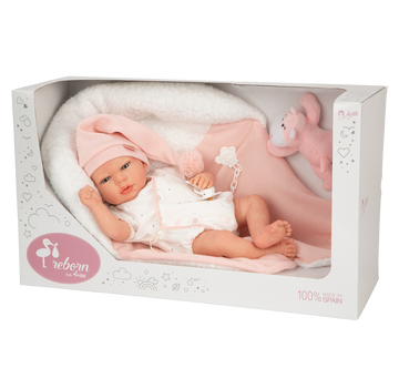 Muñeca Bebe Reborn 40 cm - Ariel con cojín y peluche - Arias 98191