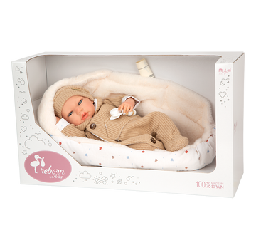 Muñeca Bebe Reborn Arias 40 cm - Olona Beige con Saco de Dormir - Arias 98182