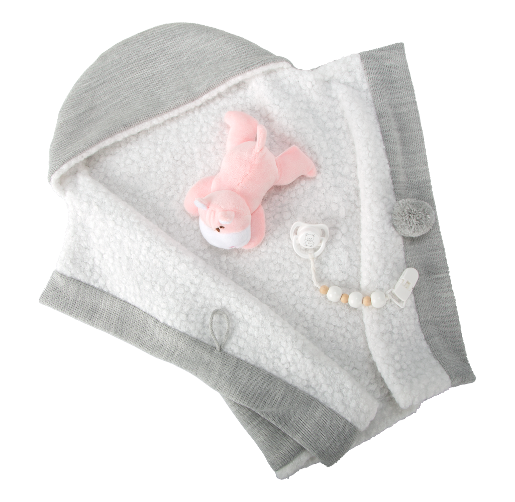 Muñeca Bebe Reborn 40 cm - Nadia Rosa con Mante y Peluche - Arias 98184