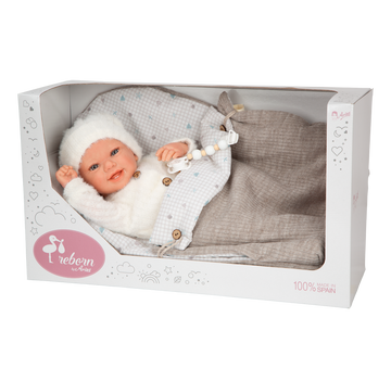 Muñeca Bebe Reborn Arias 45 cm - Henar con Saco de Dormir  - Arias 98185
