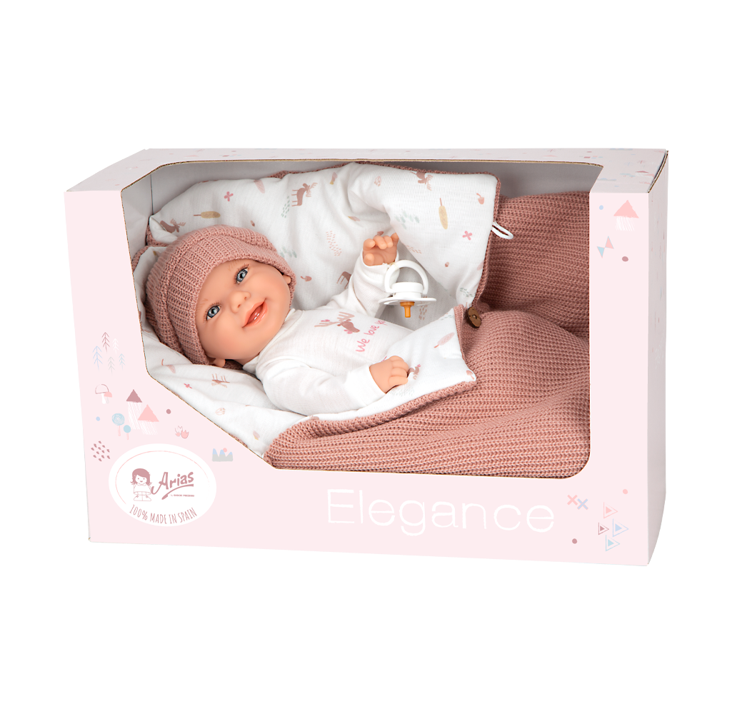 Muñeca Elegance 33 cm Babyto Rosa con Saco de Dormir - Arias 60872
