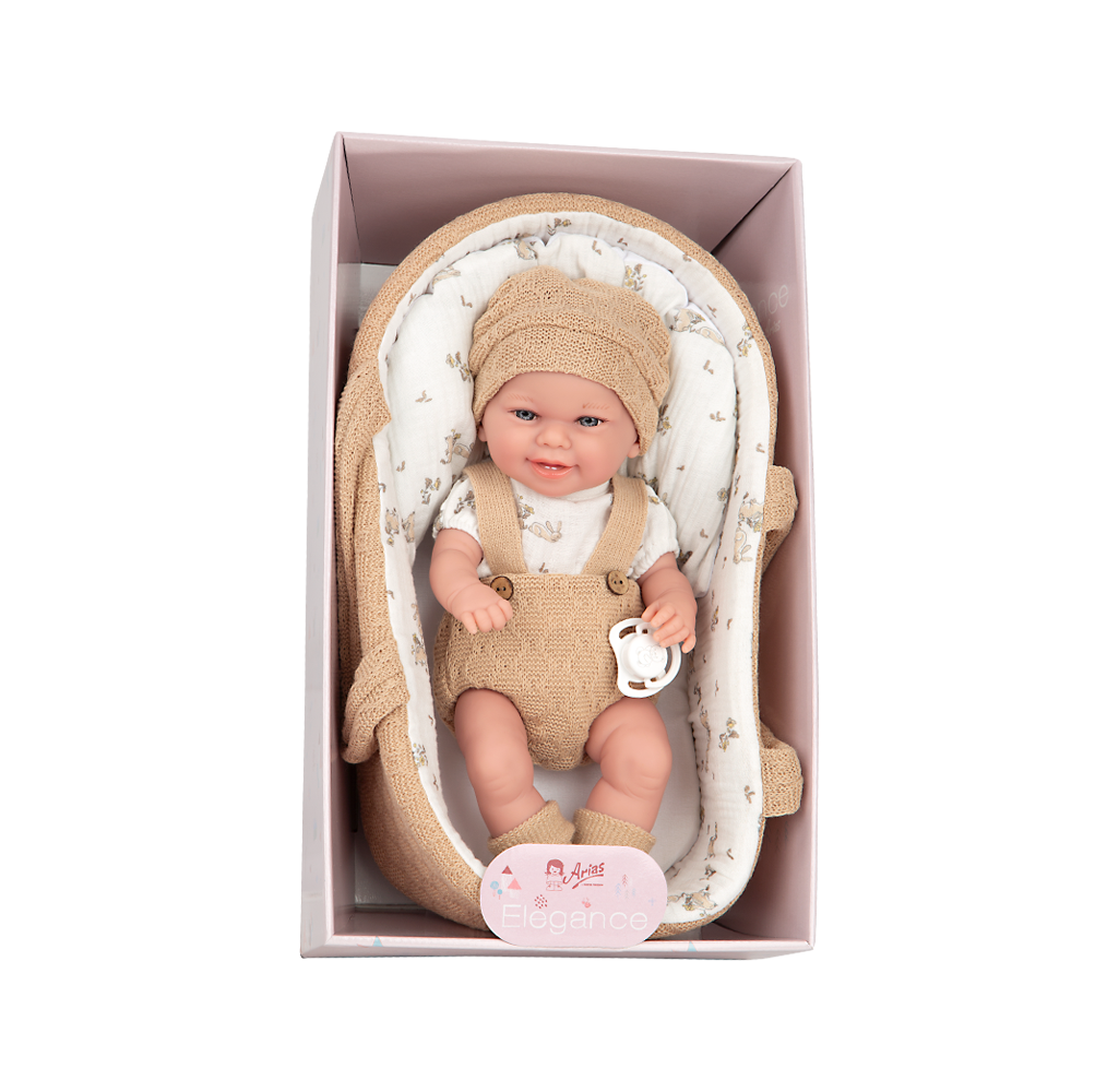 Muñeca Elegance 33 cm Babyto Marrón con Capazo - Arias 60892