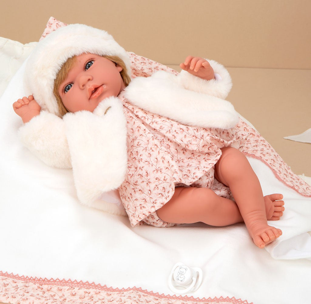 Muñeca de Peso Elegance 40 cm - Andie Rosa con Manta - Arias 60902
