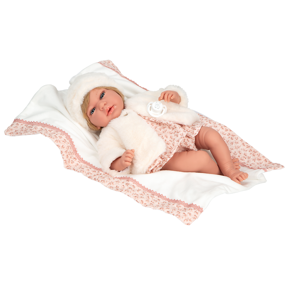 Muñeca de Peso Elegance 40 cm - Andie Rosa con Manta - Arias 60902