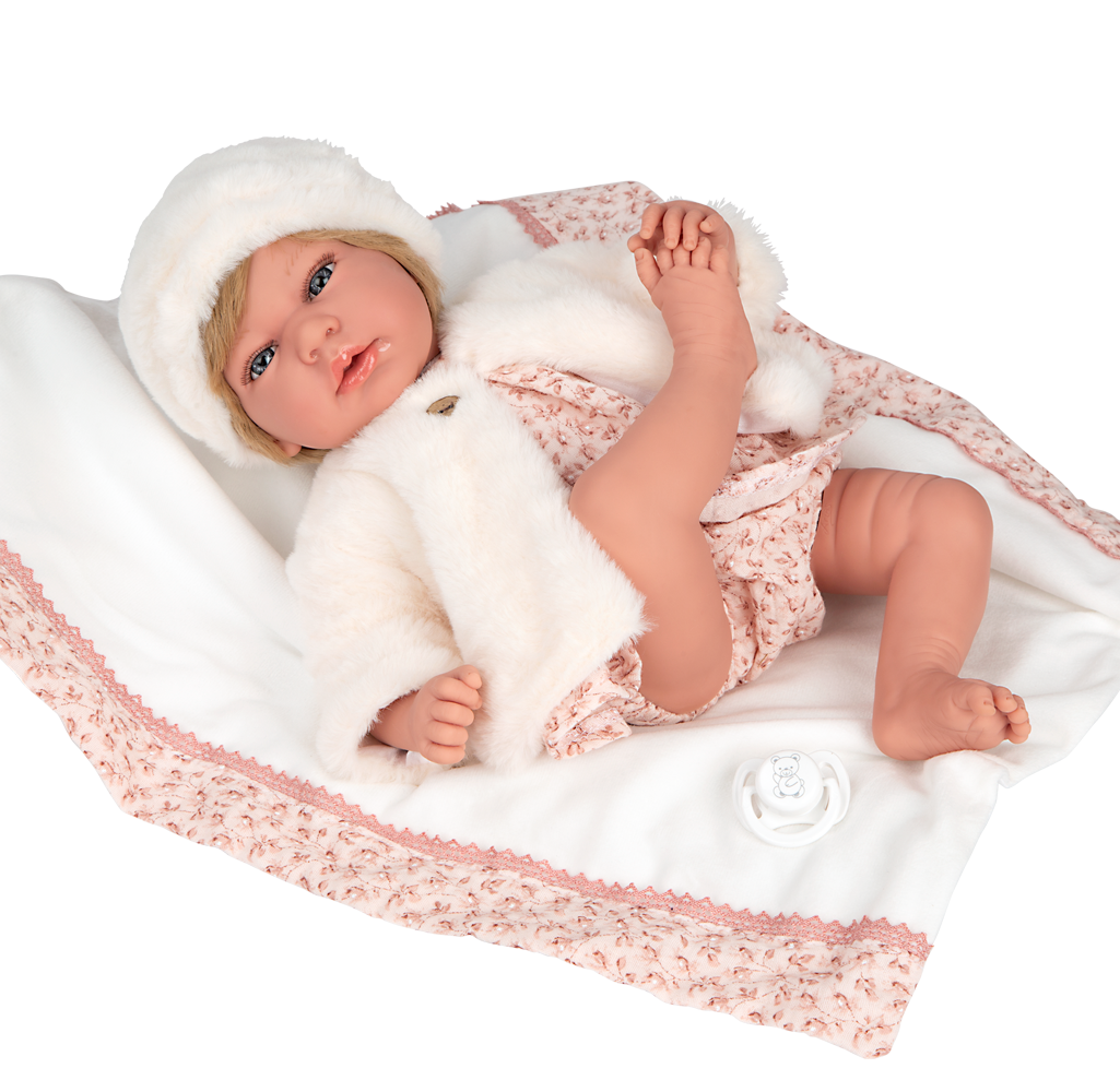 Muñeca de Peso Elegance 40 cm - Andie Rosa con Manta - Arias 60902