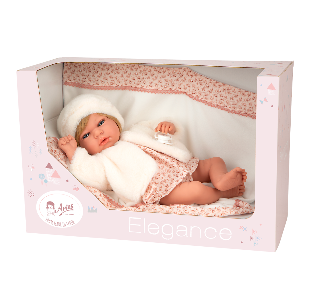 Muñeca de Peso Elegance 40 cm - Andie Rosa con Manta - Arias 60902