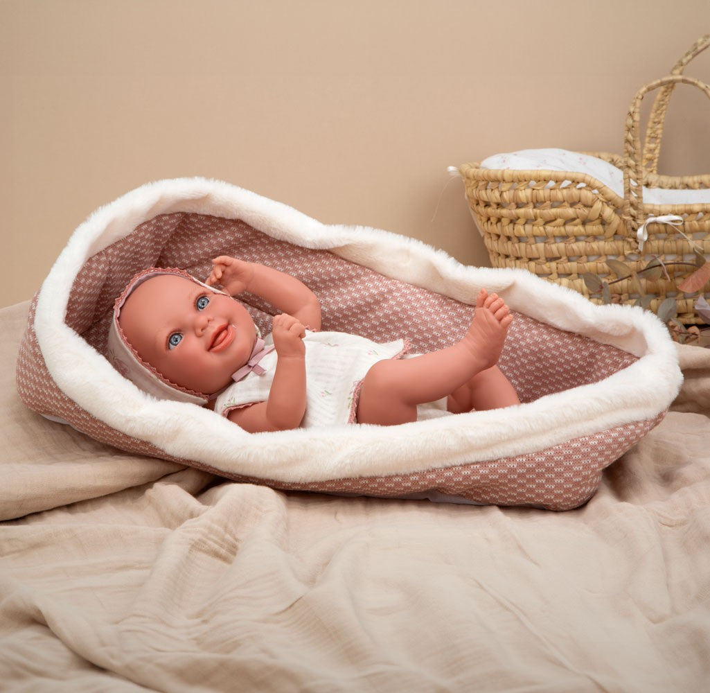 Muñeca de peso Elegance 38 cm - Oli Rosa con Capazo - Arias 60909