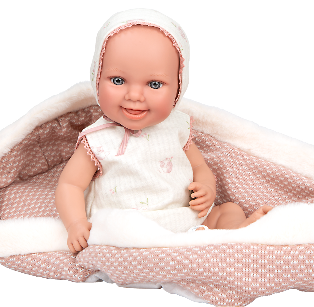 Muñeca de peso Elegance 38 cm - Oli Rosa con Capazo - Arias 60909