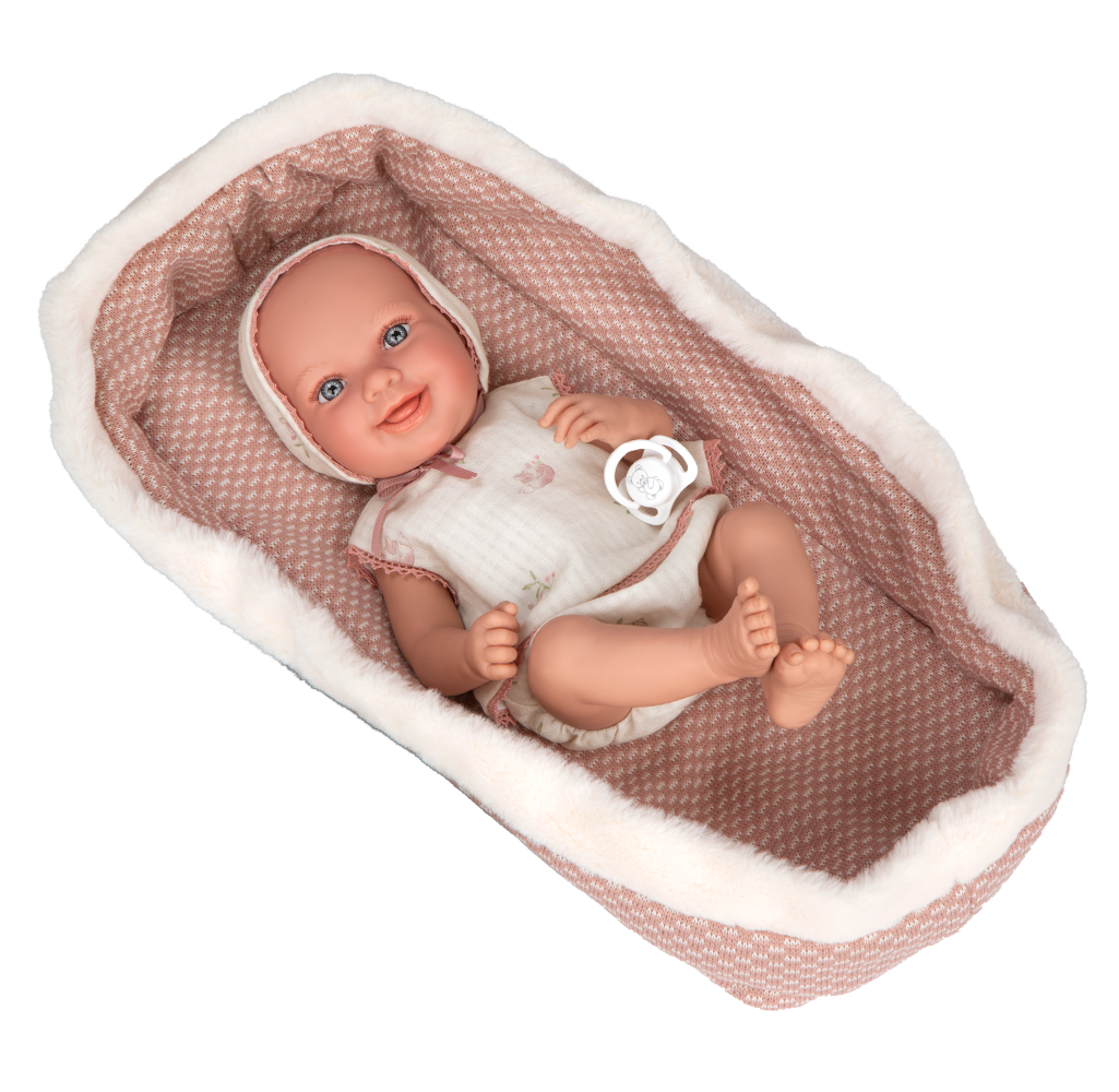 Muñeca de peso Elegance 38 cm - Oli Rosa con Capazo - Arias 60909