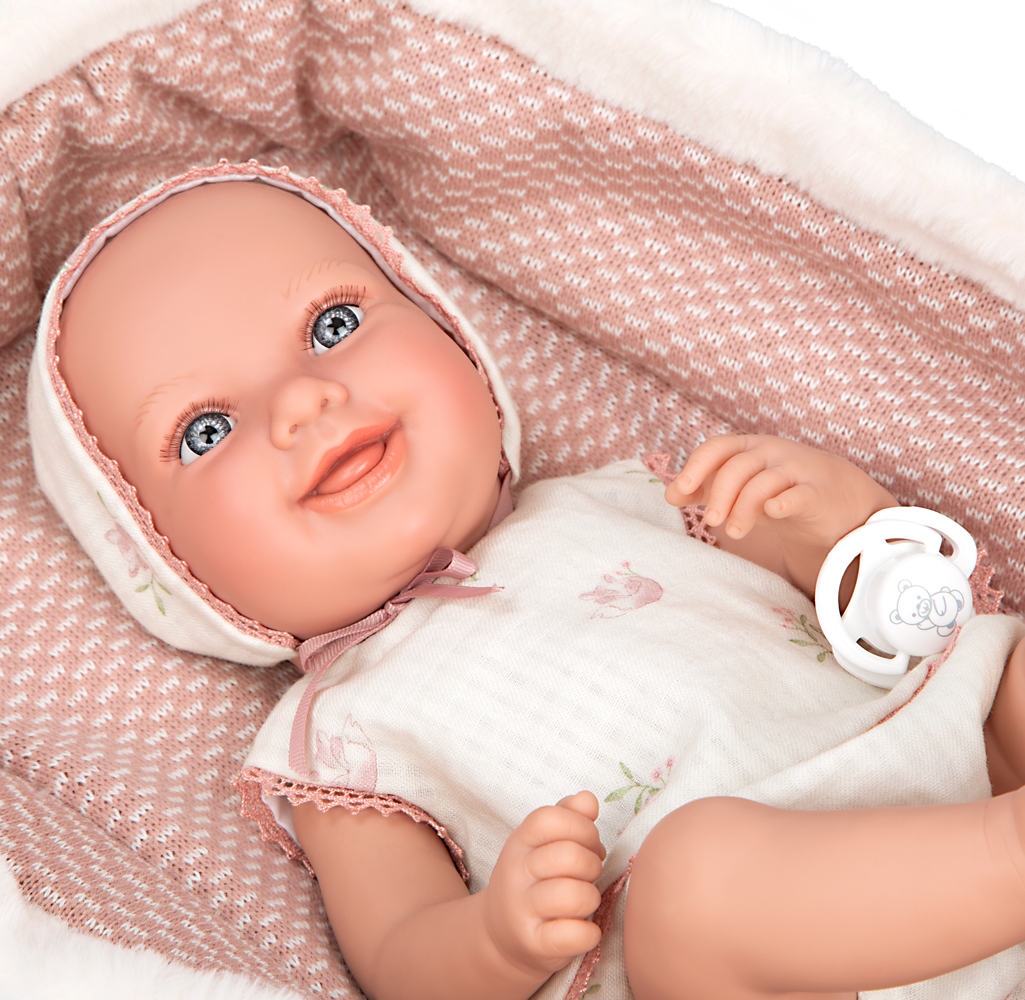Muñeca de peso Elegance 38 cm - Oli Rosa con Capazo - Arias 60909