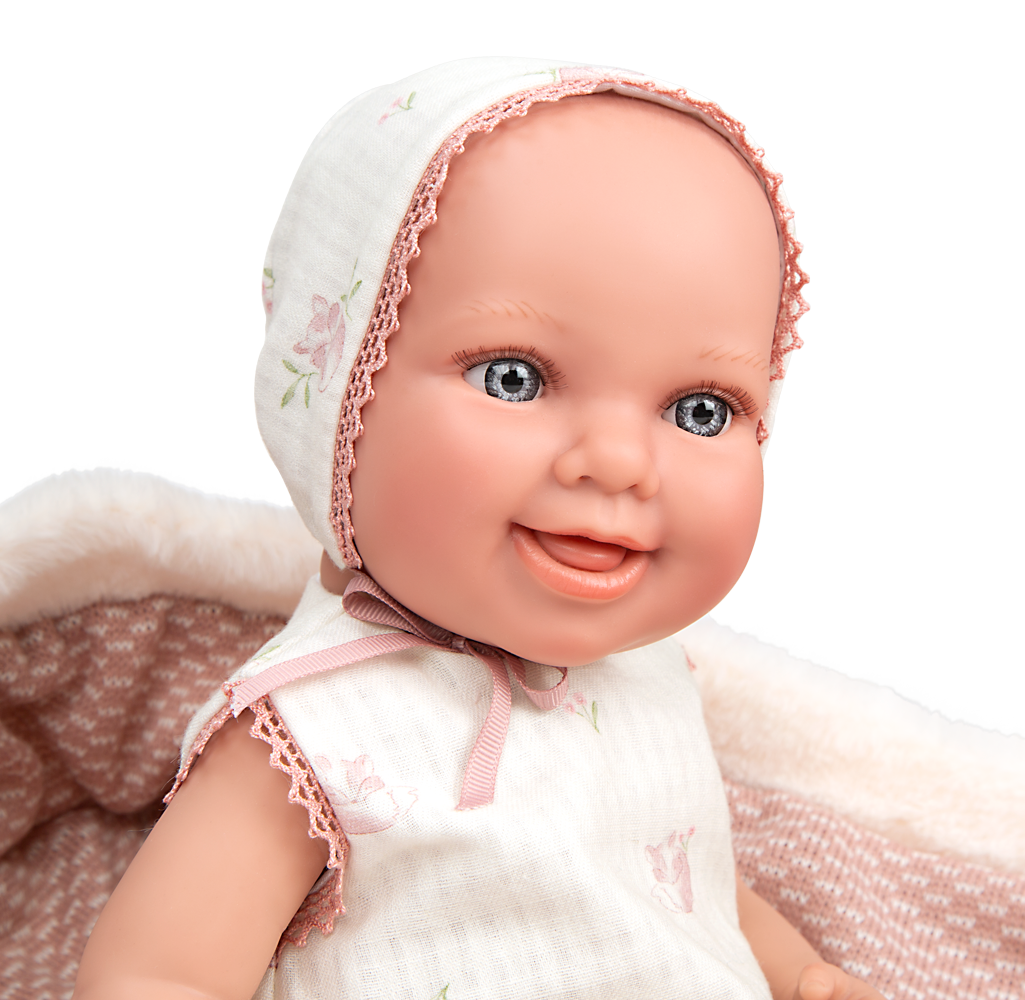 Muñeca de peso Elegance 38 cm - Oli Rosa con Capazo - Arias 60909