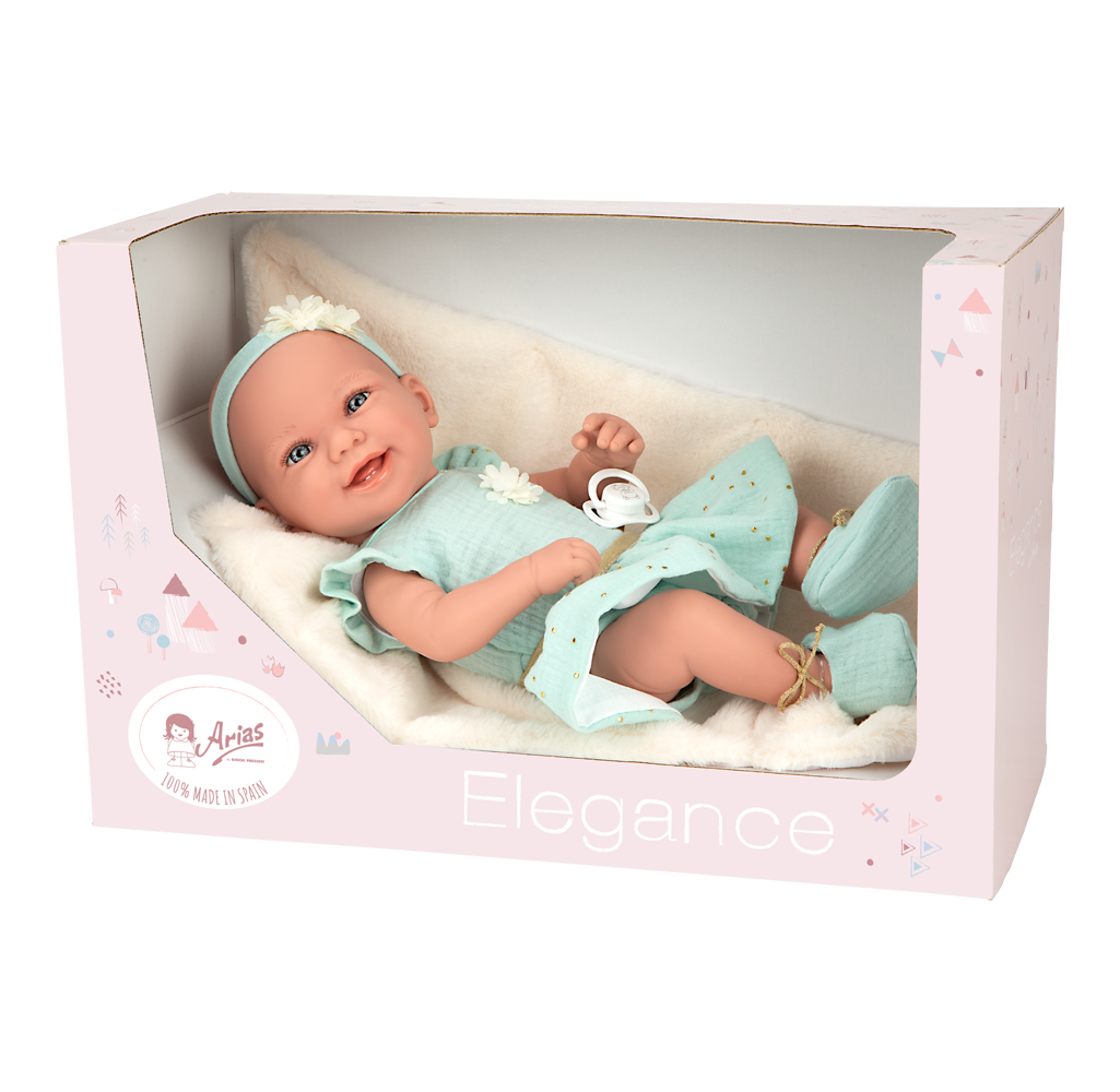 Muñeca Elegance 42 cm - Zoe Bailarina Verde con Manta - Arias 65388