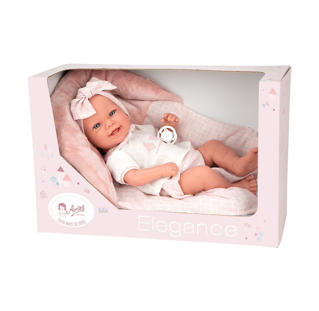 Muñeca Elegance 42 cm - Zoe Rosa con Cojín - Arias 65389