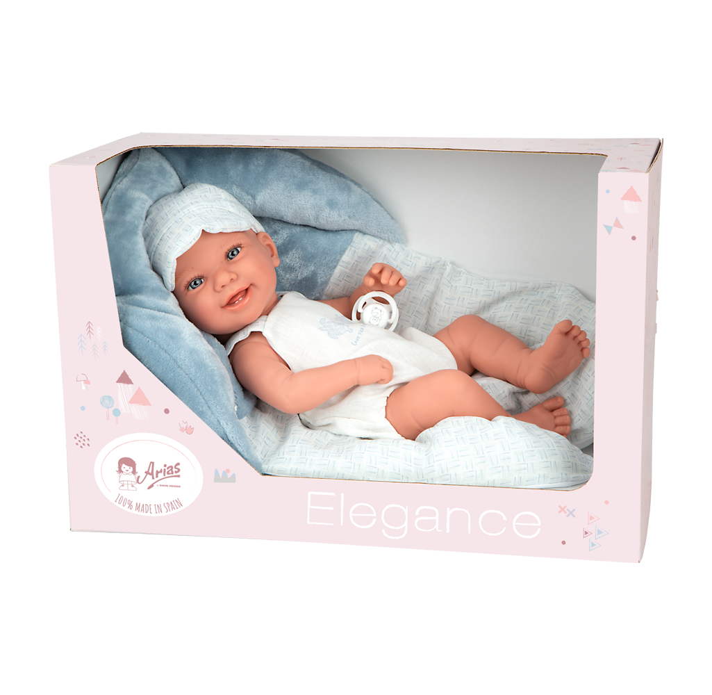 Muñeca Elegance 42 cm - Zoe Azul con cojín - Arias 65390