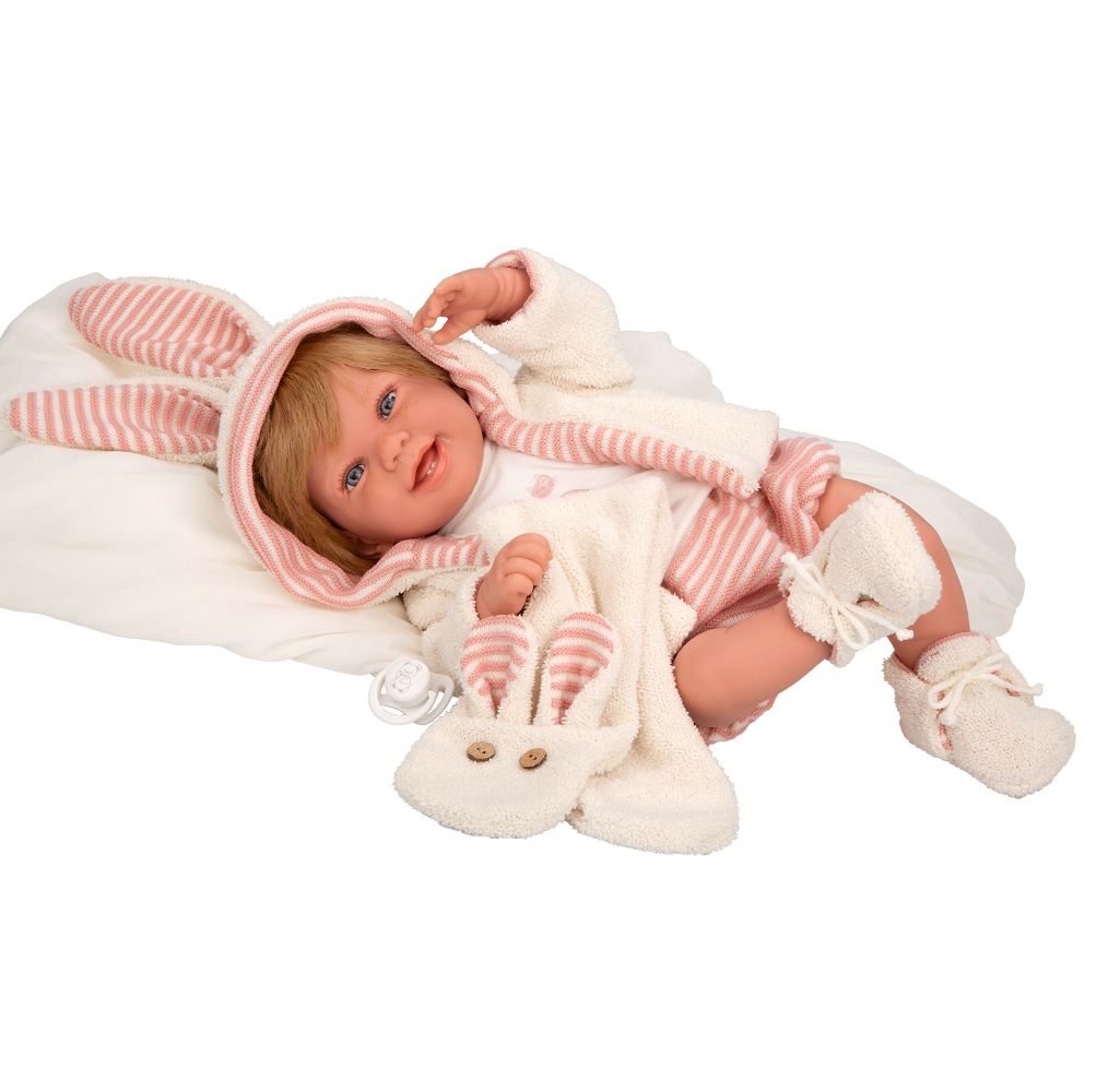 Muñeca de Peso - Elegance 45 cm Zoe Rosa con Bufanda y con Pelo - Arias 65391