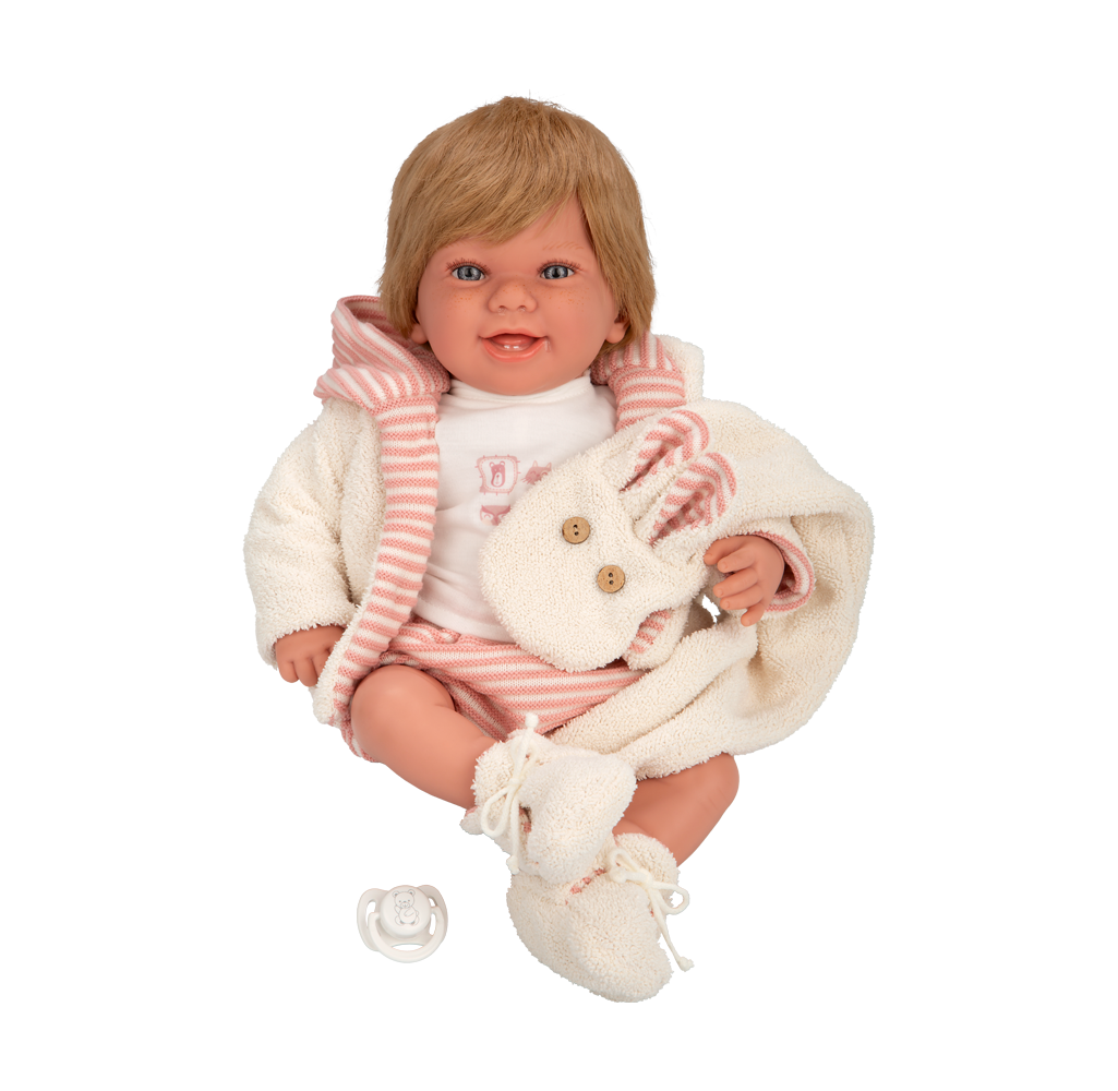 Muñeca de Peso - Elegance 45 cm Zoe Rosa con Bufanda y con Pelo - Arias 65391