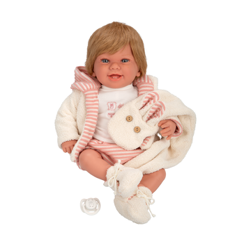 Muñeca de Peso - Elegance 45 cm Zoe Rosa con Bufanda y con Pelo - Arias 65391