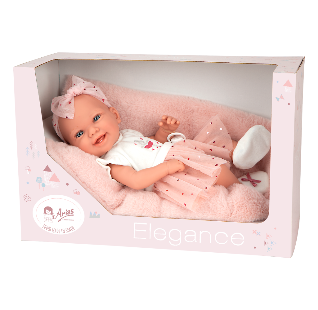 Muñeca Elegance 42 cm - Zoe Bailarina Rosa con Cojín - Arias 65395