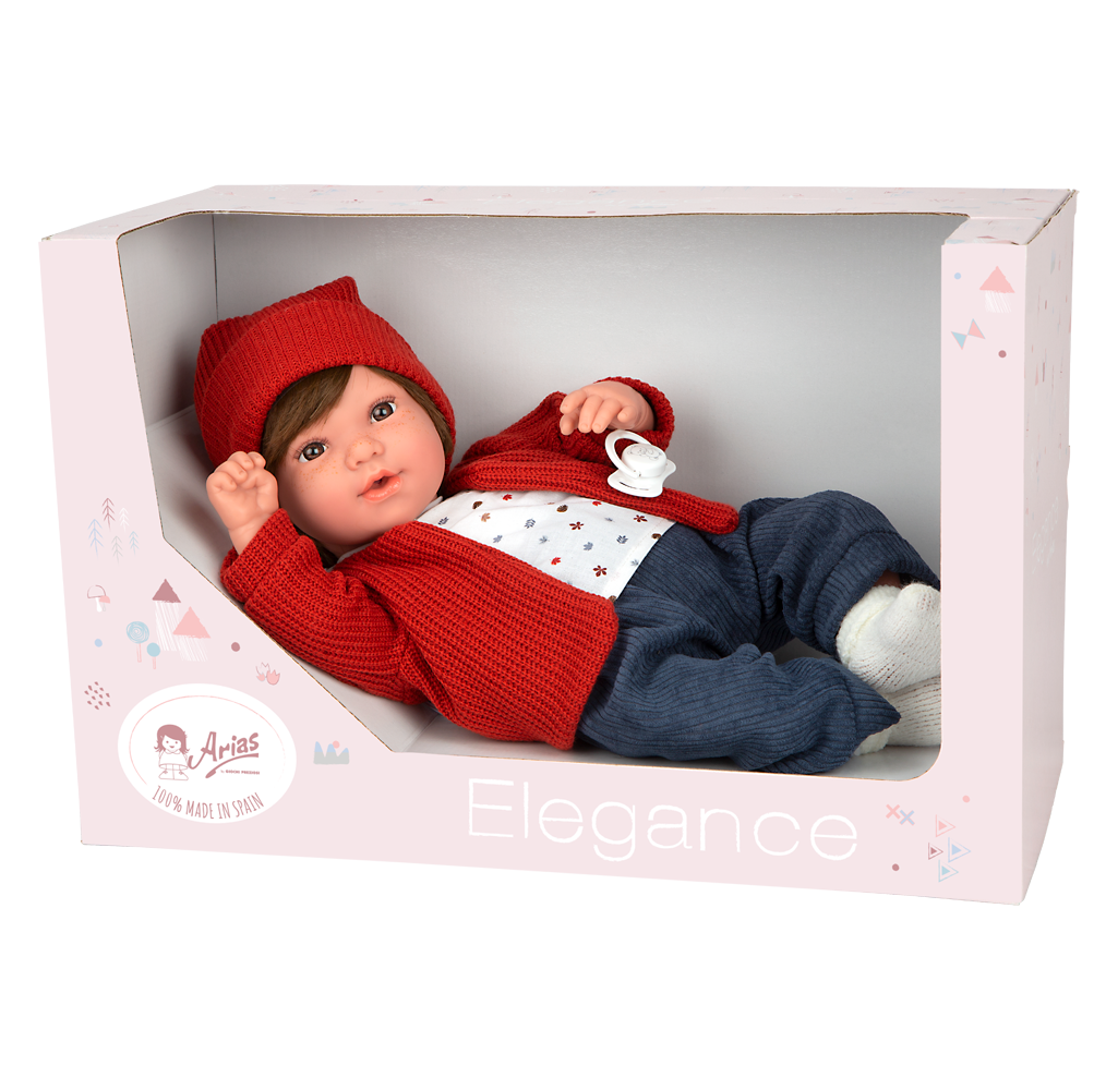 Muñeca Elegance 45 cm - Iria Roja con Mecanismo 14 Sonidos - Arias 65396