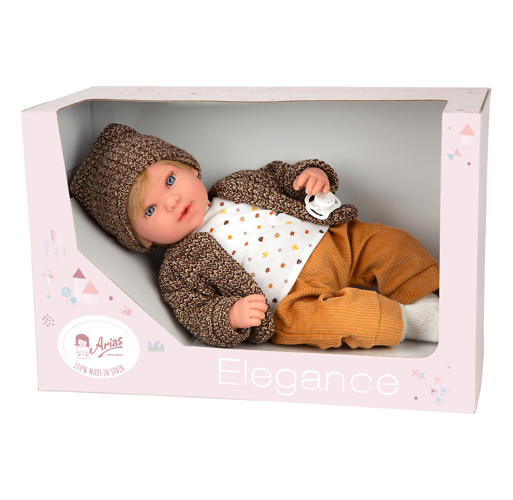 Muñeca Elegance 45 cm - Iria Marrón con Mecanismo 14 sonidos - Arias 65397