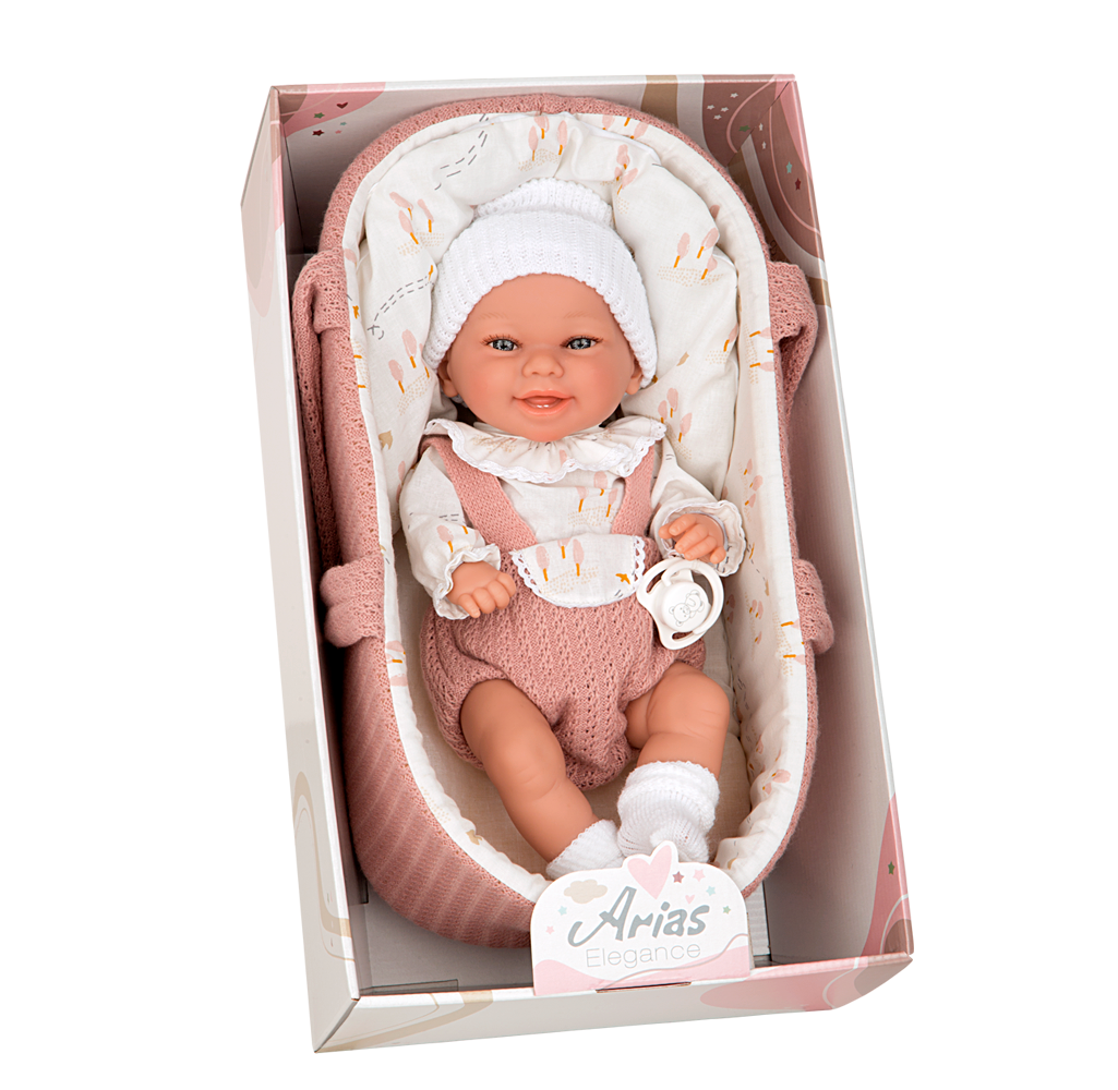 Muñeca Elegance 33 cm - Babyto Rosa con Capazo - Arias 60729