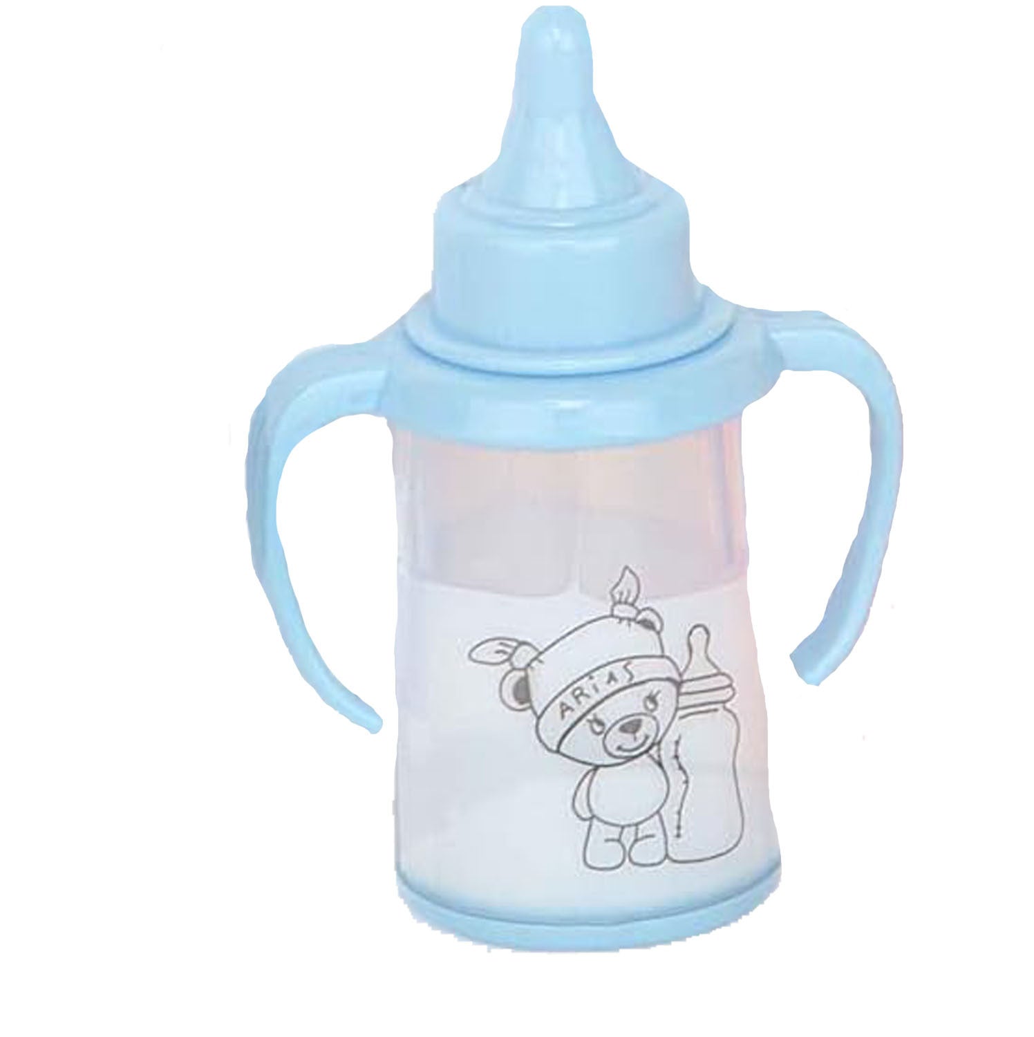 Accesorio muñecas - set de 2 biberones reborn en azul - arias 6093