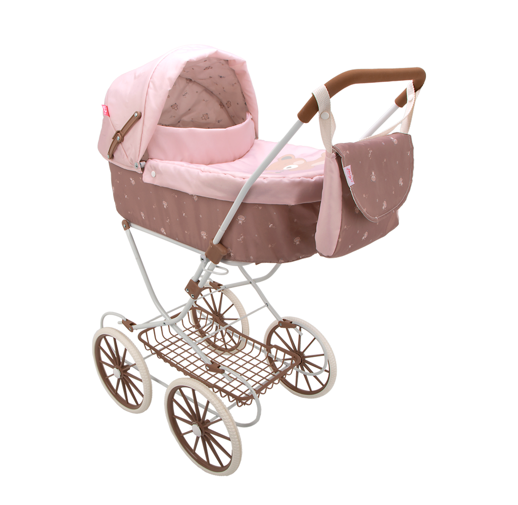 Carricoche muñecas - Coche con Capota Bear 42x72x93 cm con Bolso - Arias 40860
