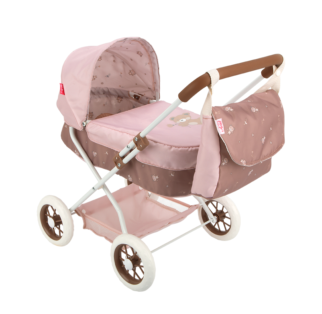 Carricoche para Muñecas - Coche con Capota y Bolso colección Bear 37x56x56 cm - Arias 40863