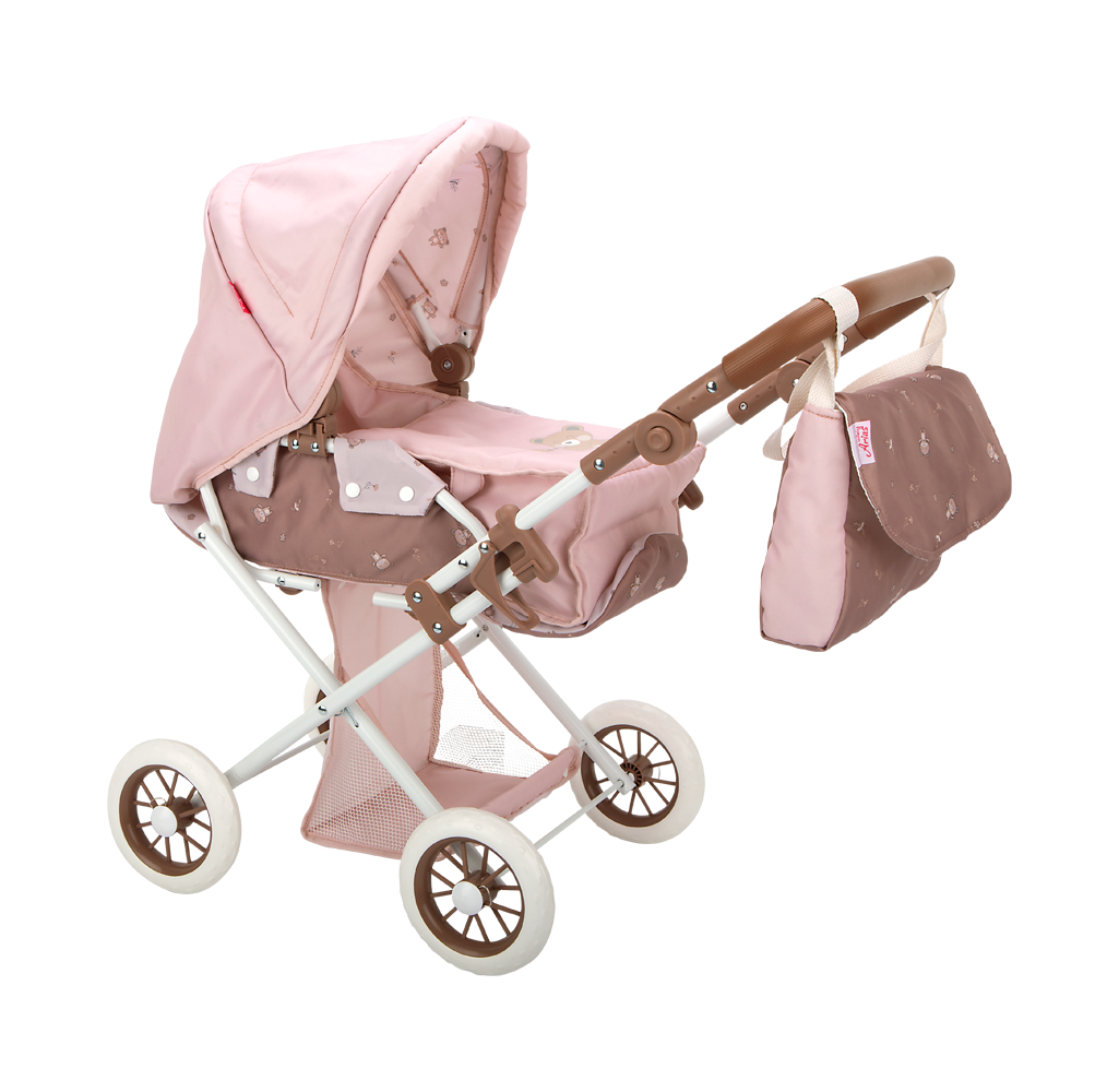 Carricoche para muñecas - Coche con capota y bolso de la colección Bear 34x67x58 - Arias 40865
