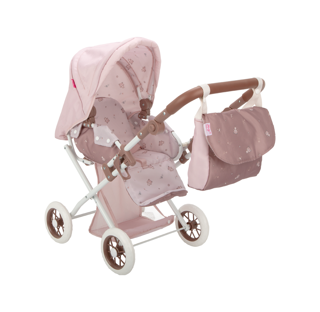 Carricoche para muñecas - Coche con capota y bolso de la colección Bear 34x67x58 - Arias 40865