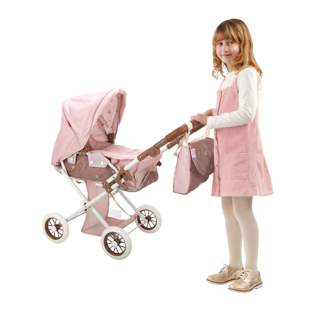 Carricoche para muñecas - Coche con capota y bolso de la colección Bear 34x67x58 - Arias 40865