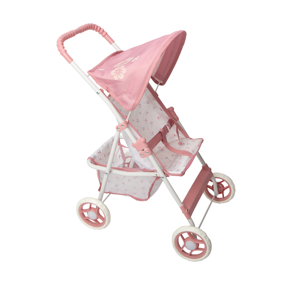 Silla de paseo para muñecas Elegance de Arias con capota y estructura plegable en rosa - Educar Jugando -(Ref. 40922).