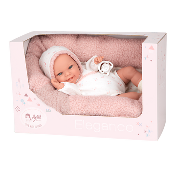 Muñeca de Peso Elegance 35 cm - Babyto Rosa Flores con cojín - Arias 60870