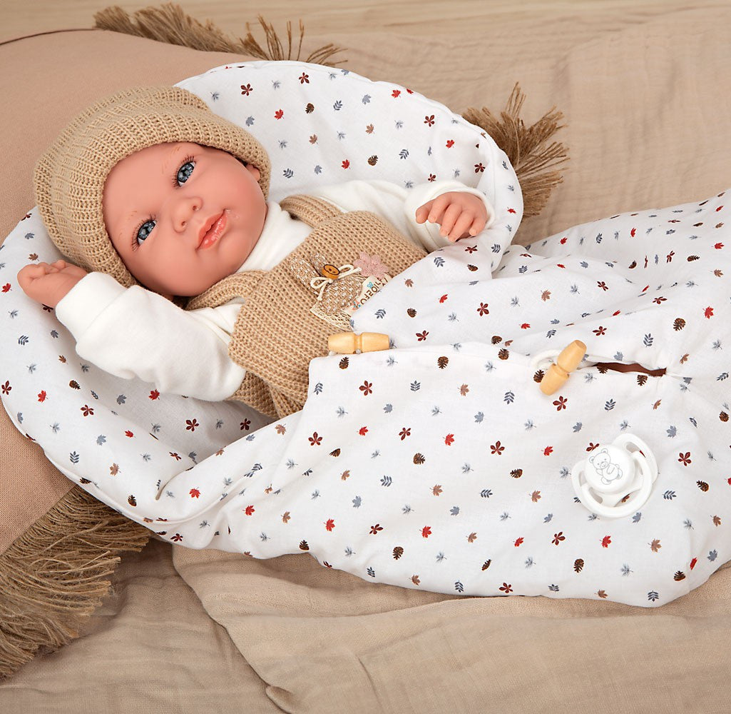 Muñeca de Peso Eleance 40 cm Cris Beig con saco de dormir - Arias 60898