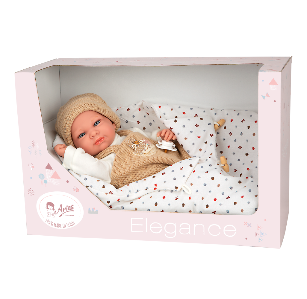 Muñeca de Peso Eleance 40 cm Cris Beig con saco de dormir - Arias 60898