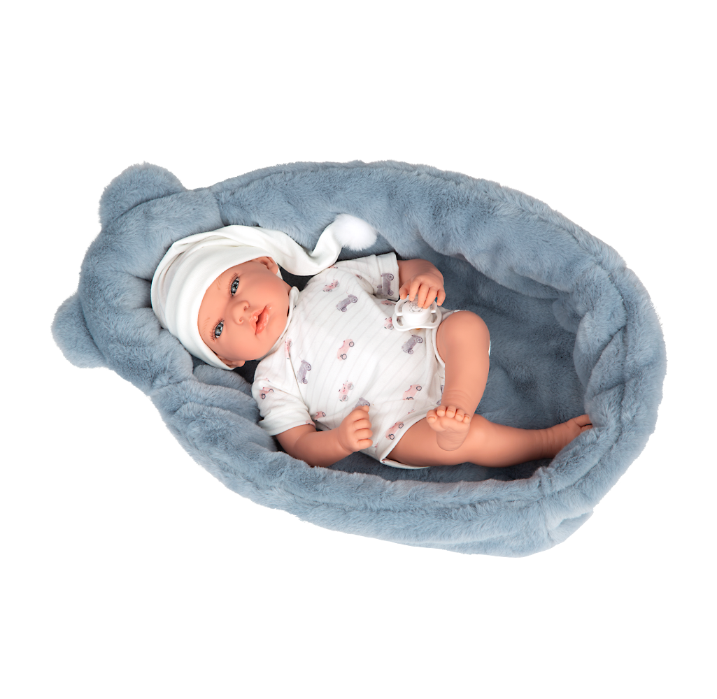 Muñeca de Peso Elegance 40cm Andie azul con Cuna - Arias 60907