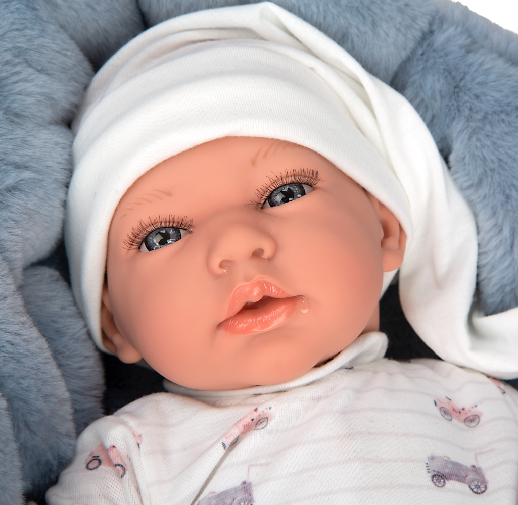 Muñeca de Peso Elegance 40cm Andie azul con Cuna - Arias 60907
