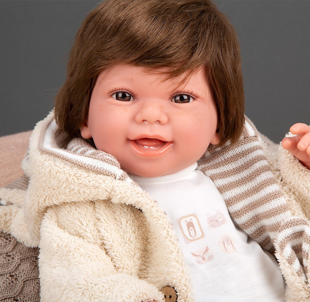 Muñeca de Peso Elegance 45 cm Zoe Beige con Bufanda y con Pelo - Arias 65392