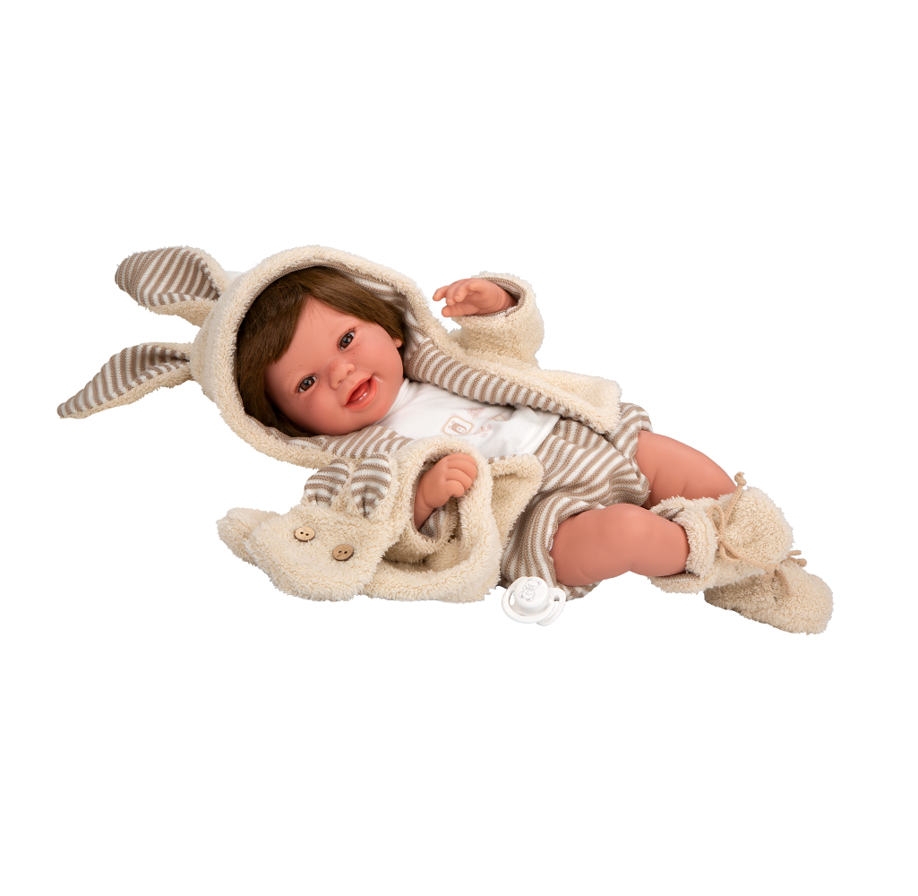 Muñeca de Peso Elegance 45 cm Zoe Beige con Bufanda y con Pelo - Arias 65392