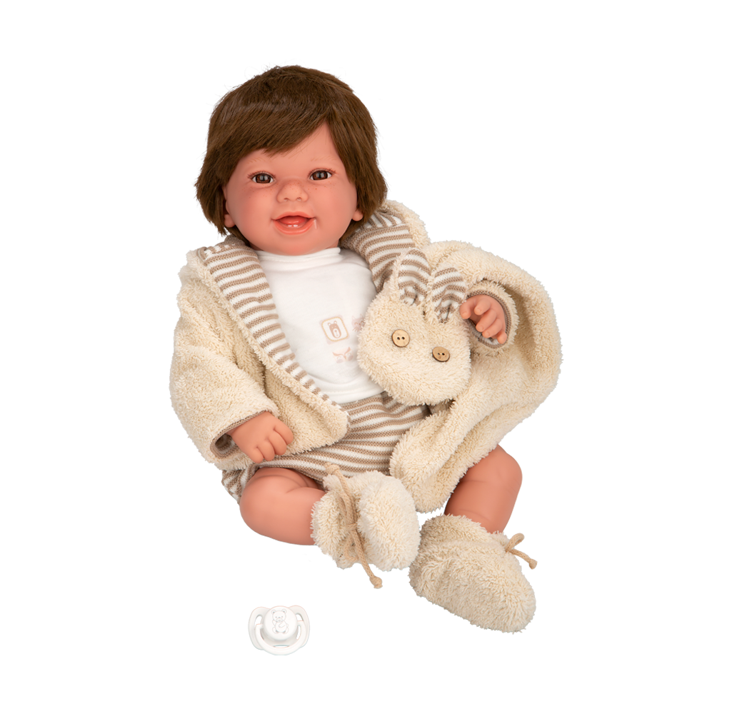 Muñeca de Peso Elegance 45 cm Zoe Beige con Bufanda y con Pelo - Arias 65392