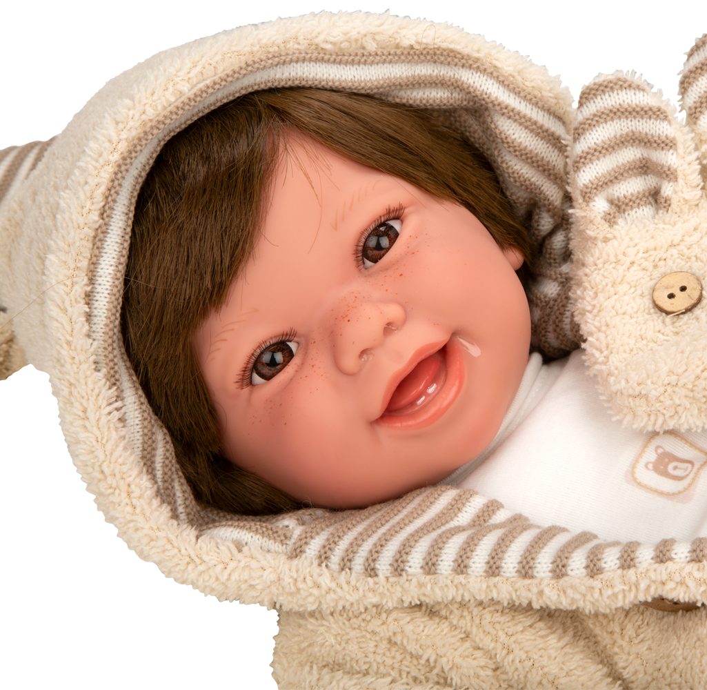 Muñeca de Peso Elegance 45 cm Zoe Beige con Bufanda y con Pelo - Arias 65392